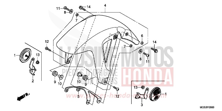 FRONT FENDER for NC700X ABS DARKNESS BLACK METALLIC (NH463) from 2012